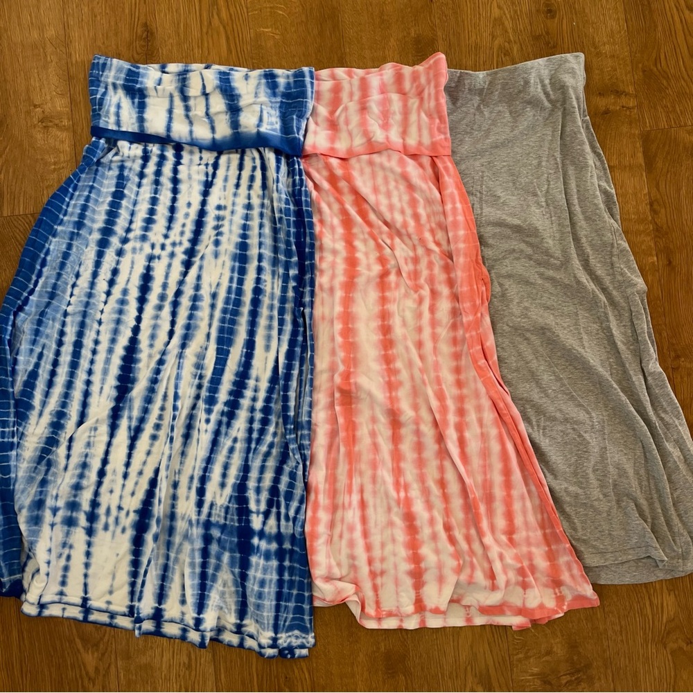 Tie-Dye and Solid Skirt Set
